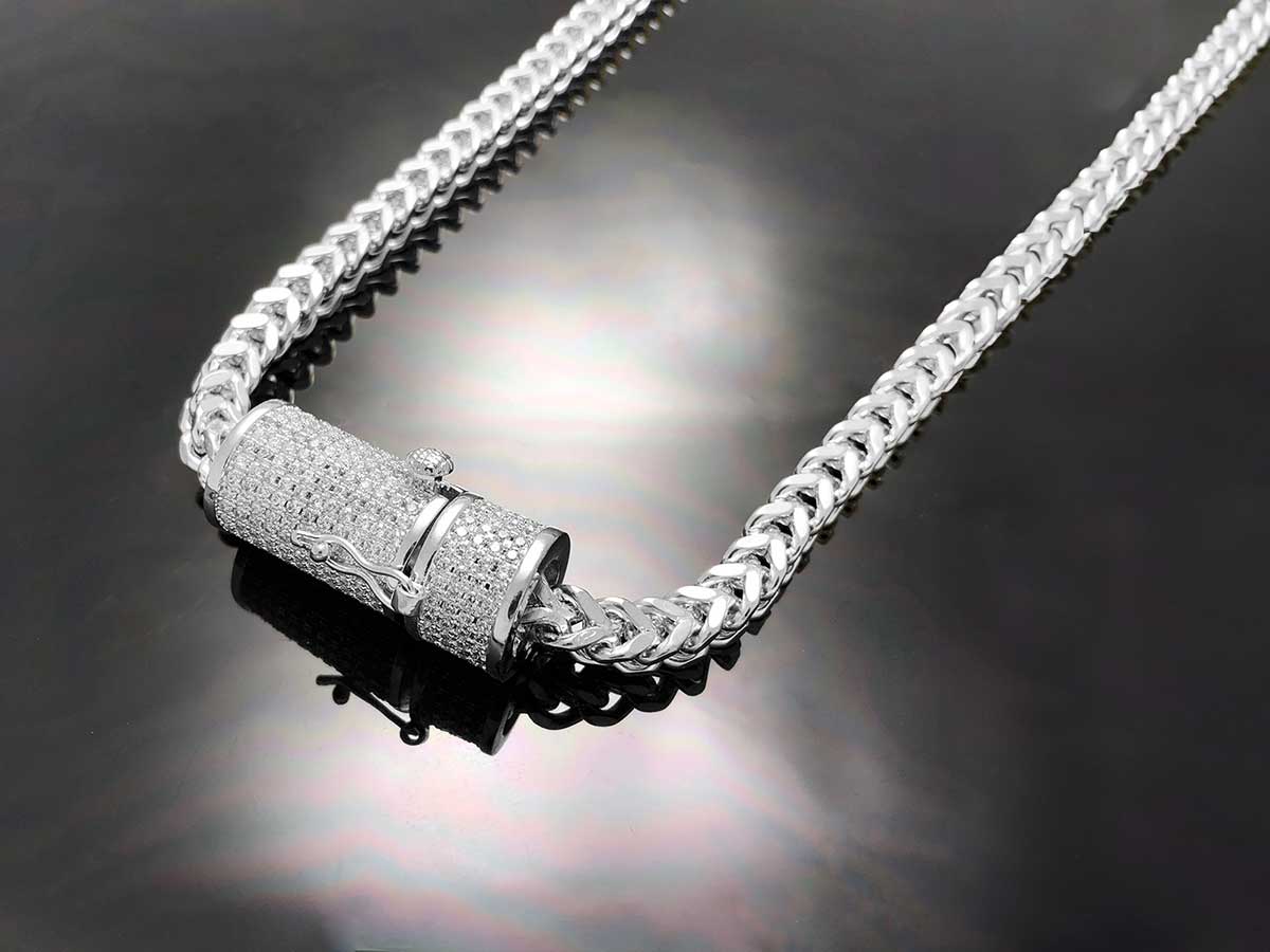 Franco Chain with Iced clasp Necklace 6mm