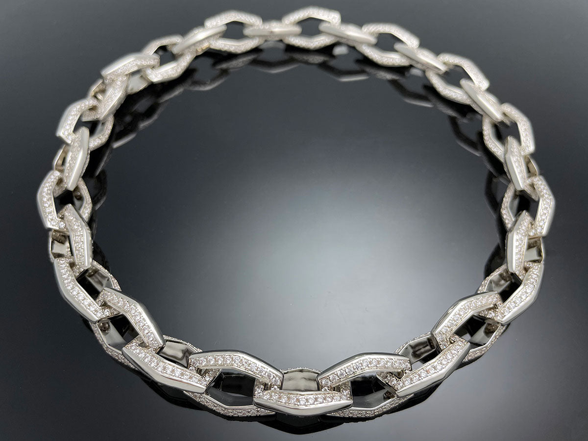 Iced Hexagon Chain Necklace – WOOING by Connie Woo