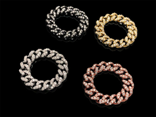 Iced Mini Cuban Chain Ring Sterling Silver