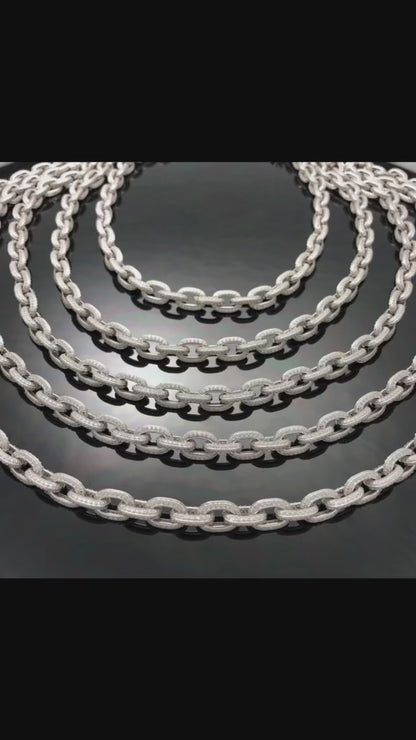 Iced Edge Oval Chain Bracelet Sterling Silver