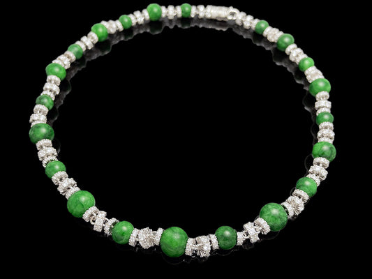 Iced Royal Jade Chain Necklace Sterling Silver