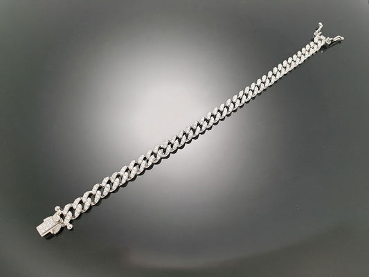 Iced Mini Cuban Chain Bracelet Sterling Silver